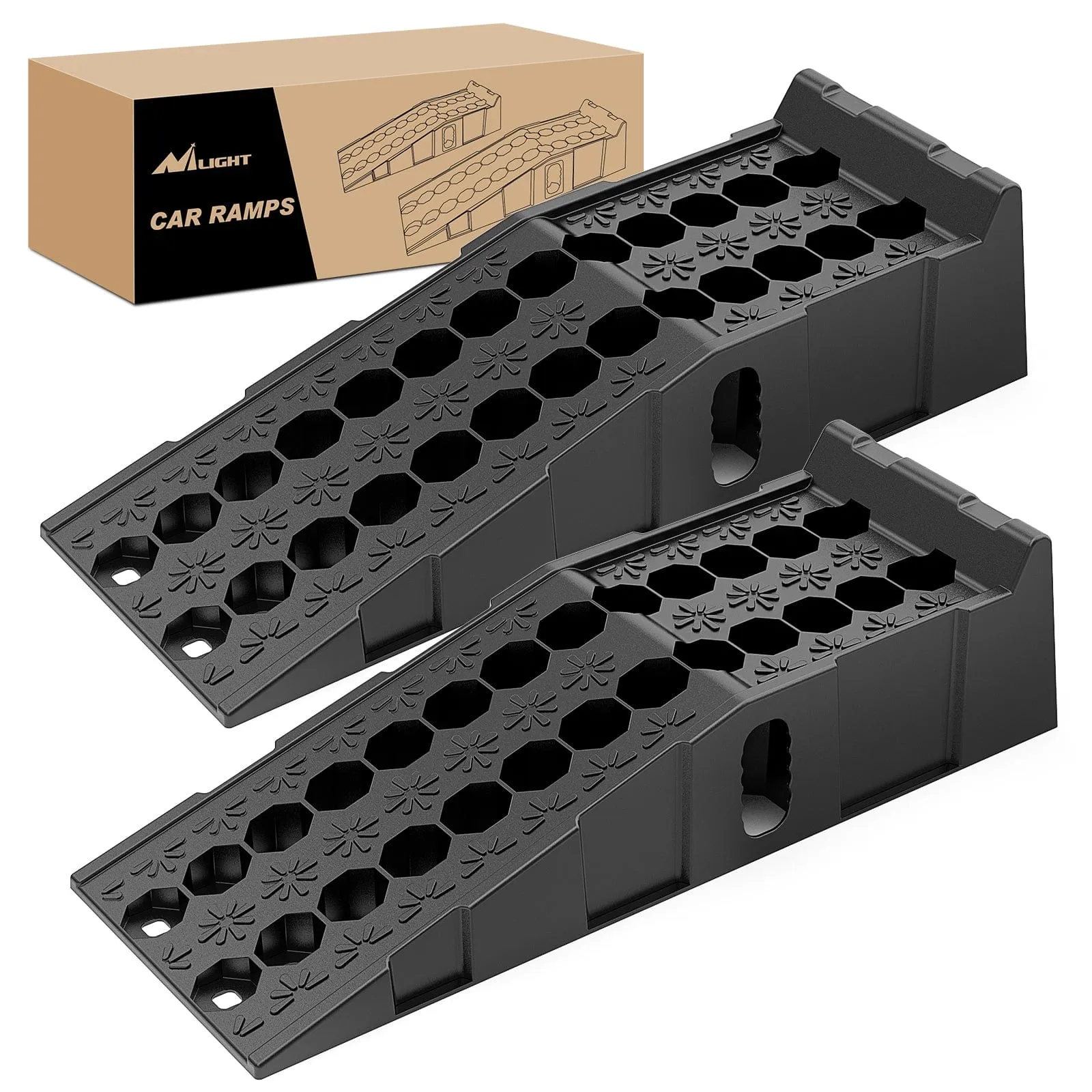 6.7Inch Lift Heavy Duty Truck Ramps 16000lb Capacity Portable Service Ramps