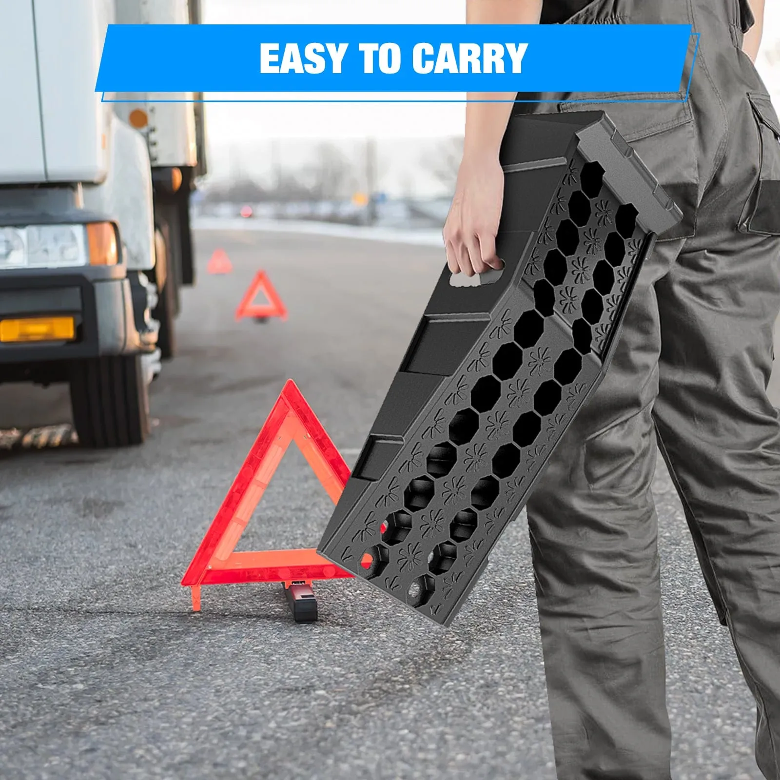 6.7Inch Lift Heavy Duty Truck Ramps 16000lb Capacity Portable Service Ramps