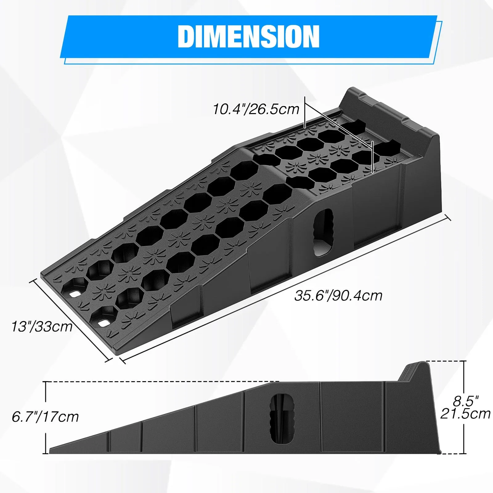 6.7Inch Lift Heavy Duty Truck Ramps 16000lb Capacity Portable Service Ramps