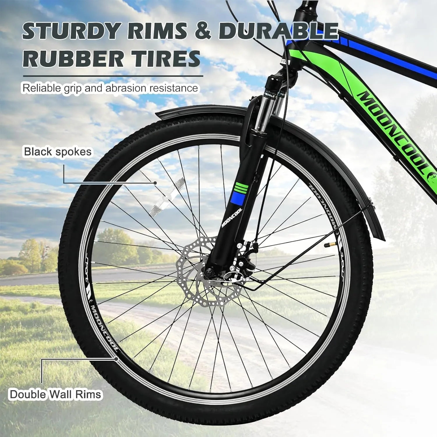 ABORON Adult Mountain Tricycle, 7-Speed 3-Wheel Mountain Bikes 24/26/27.5inch Available, Front Suspension, Disc Brake