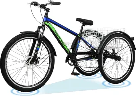 ABORON Adult Mountain Tricycle, 7-Speed 3-Wheel Mountain Bikes 24/26/27.5inch Available, Front Suspension, Disc Brake ABORON Adult Mountain Tricycle, 7-Speed 3-Wheel Mountain Bikes 24/26/27.5inch Available, Front Suspension, Disc Brake