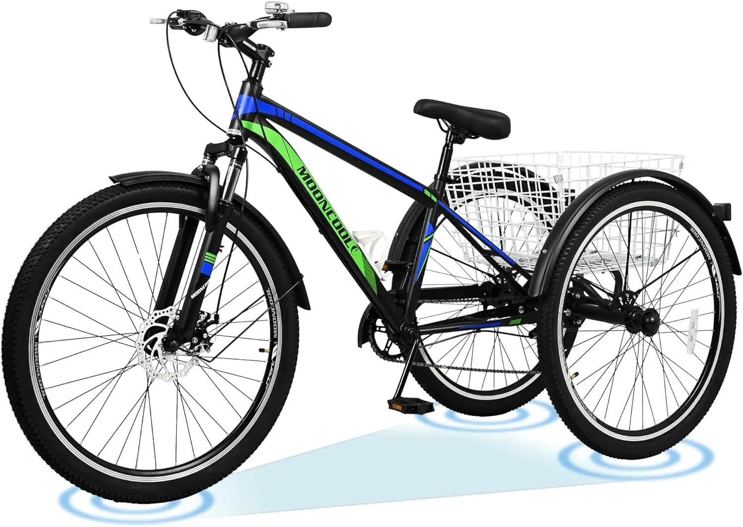 ABORON Adult Mountain Tricycle, 7-Speed 3-Wheel Mountain Bikes 24/26/27.5inch Available, Front Suspension, Disc Brake
