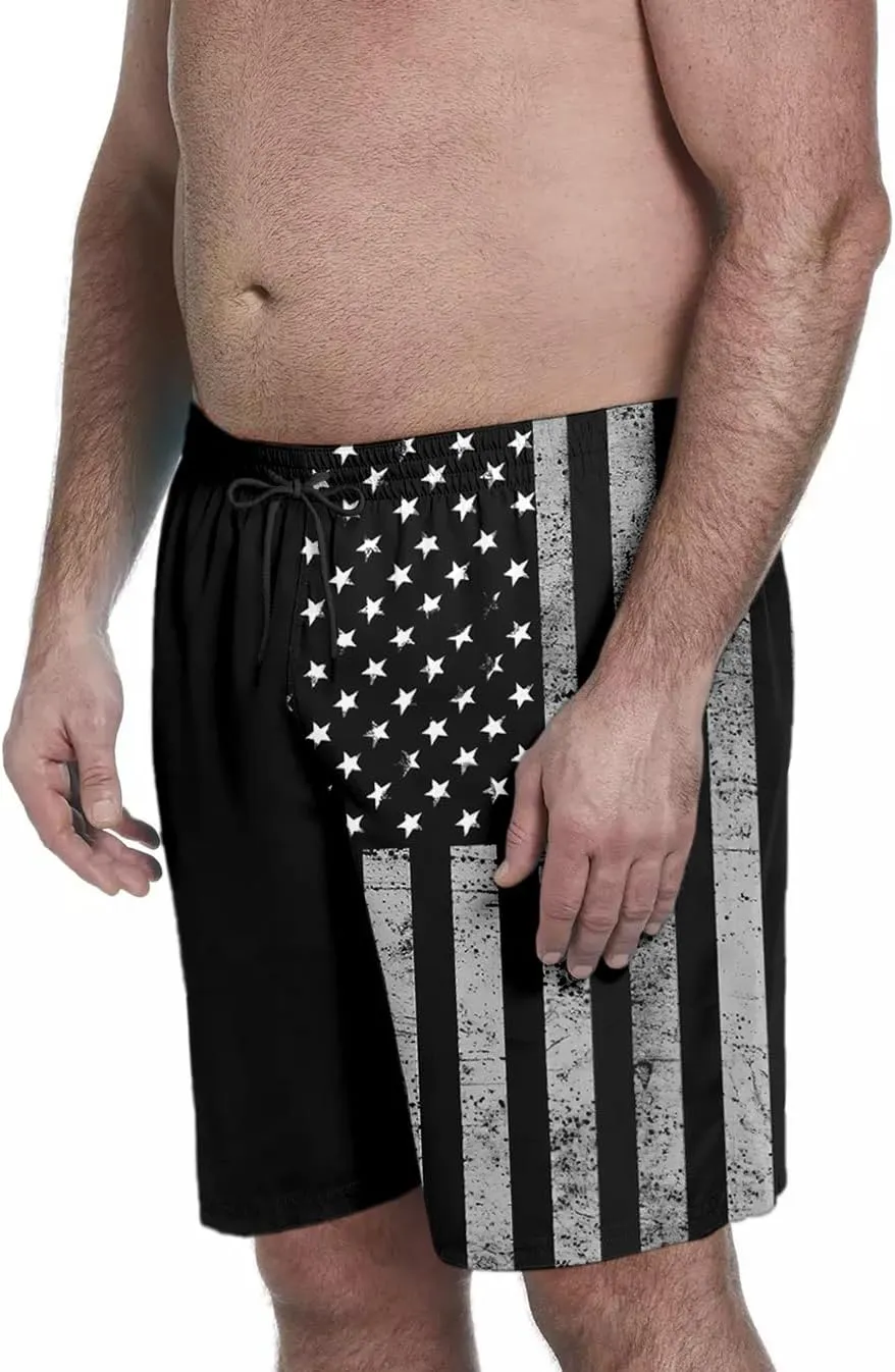 Big and Tall Men's Swim Trunk 8" with Compression Liner 8 Inch Inseam Quick Dry Board Shorts & Zipper Pocket 2XL-9XL