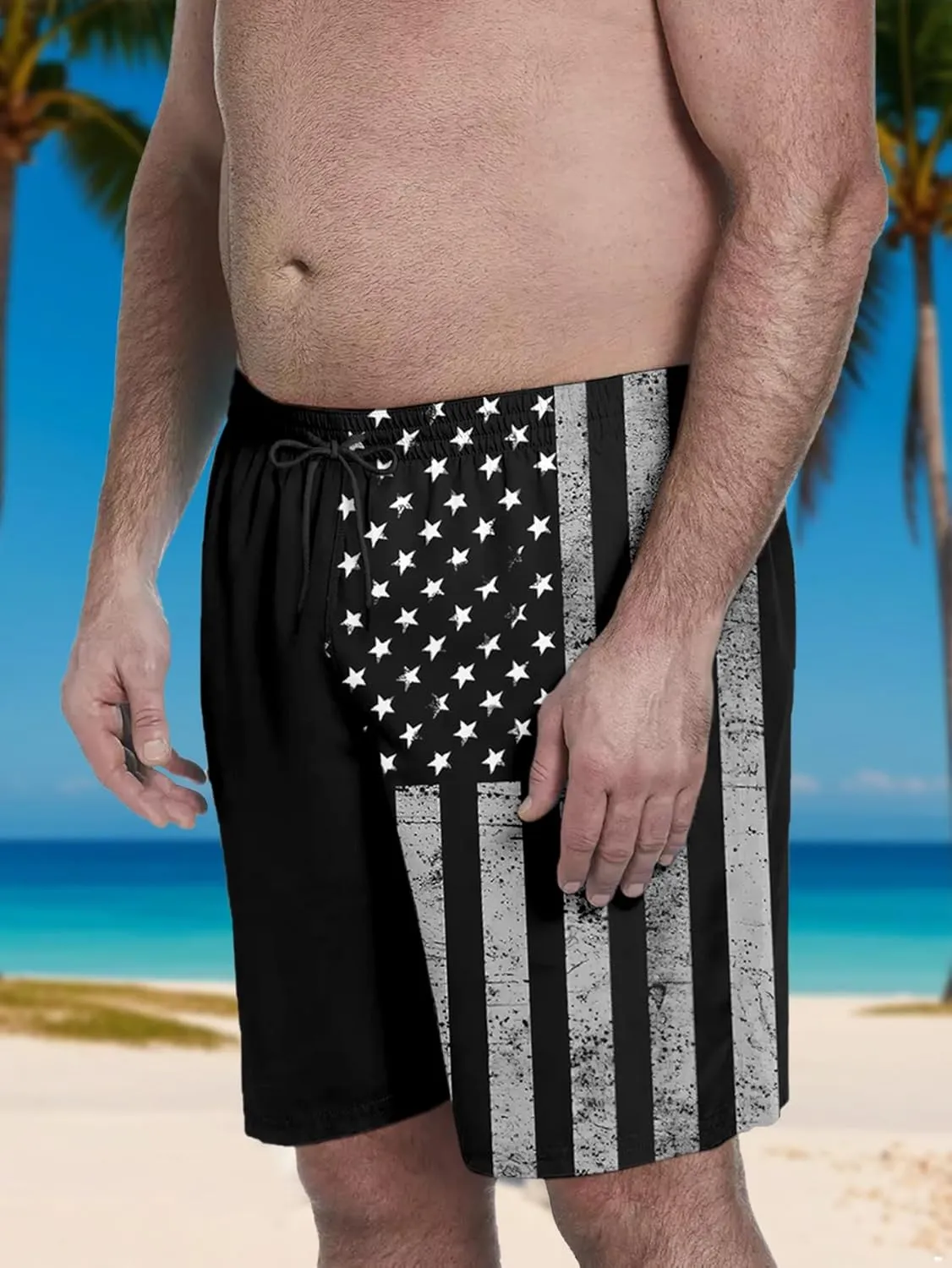 Big and Tall Men's Swim Trunk 8" with Compression Liner 8 Inch Inseam Quick Dry Board Shorts & Zipper Pocket 2XL-9XL