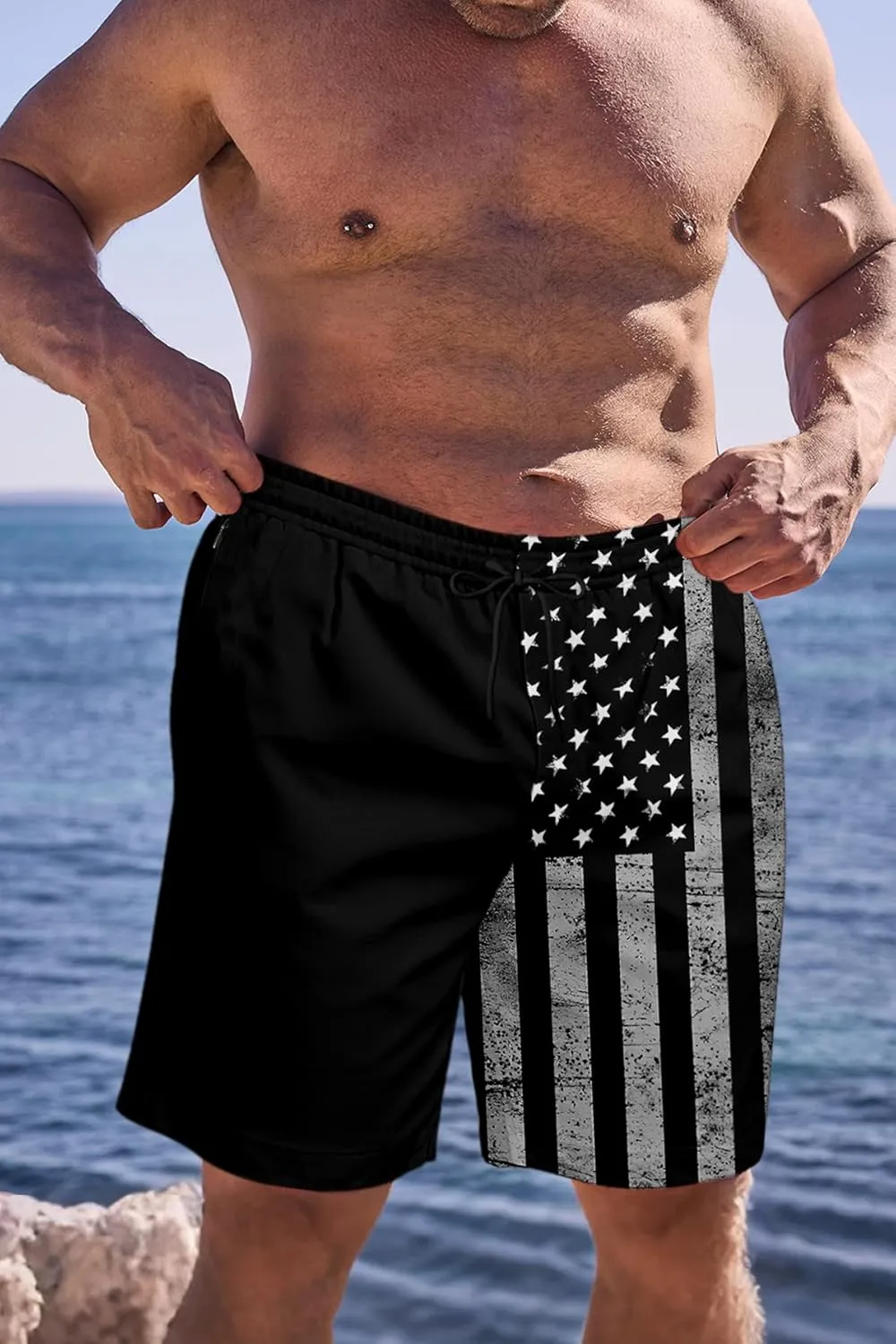 Big and Tall Men's Swim Trunk 8" with Compression Liner 8 Inch Inseam Quick Dry Board Shorts & Zipper Pocket 2XL-9XL