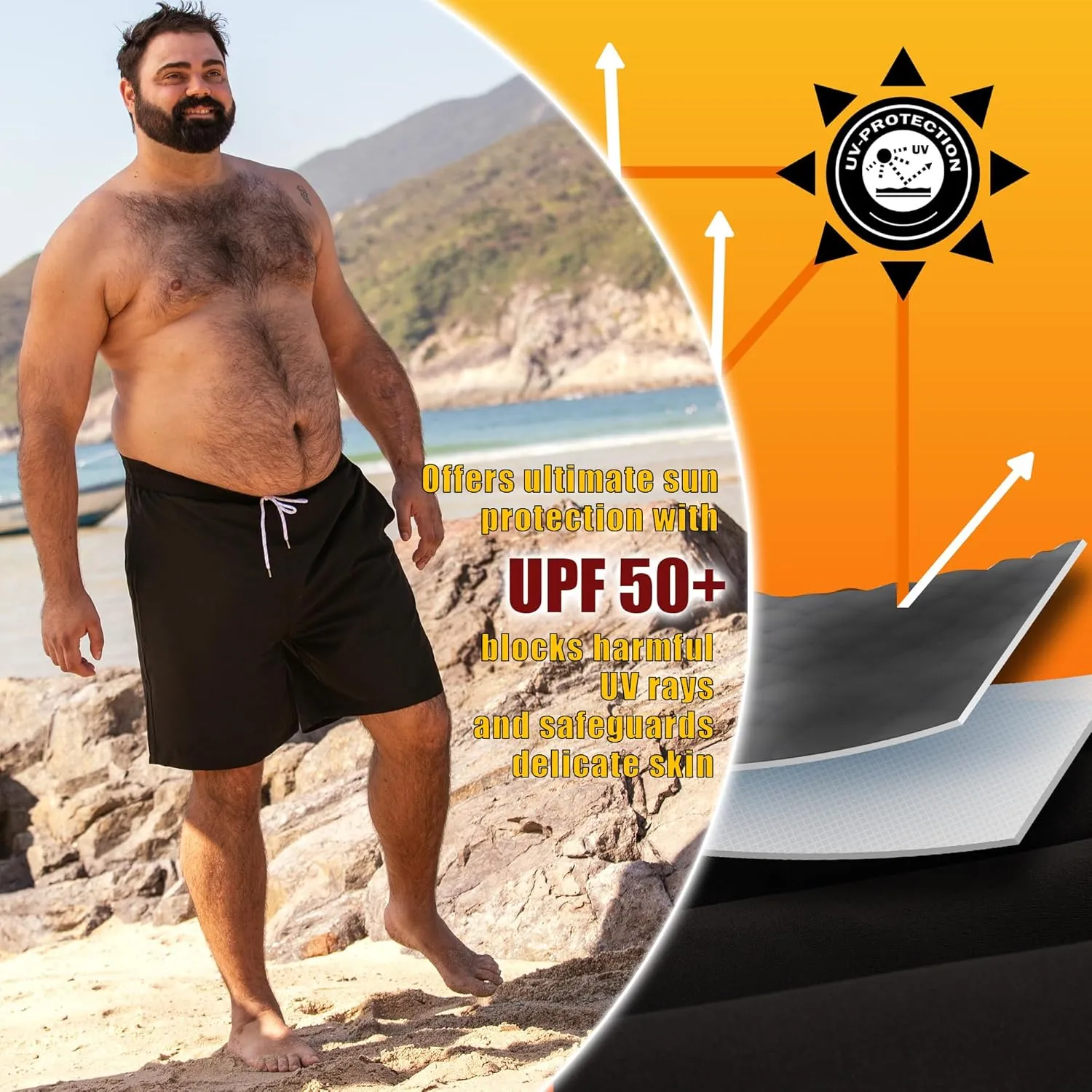 BRISIRA Big and Tall Swim Trunks for Men Bathing Suit with Mesh Lining Quick Dry Board Shorts Beach Swimsuit Pocket