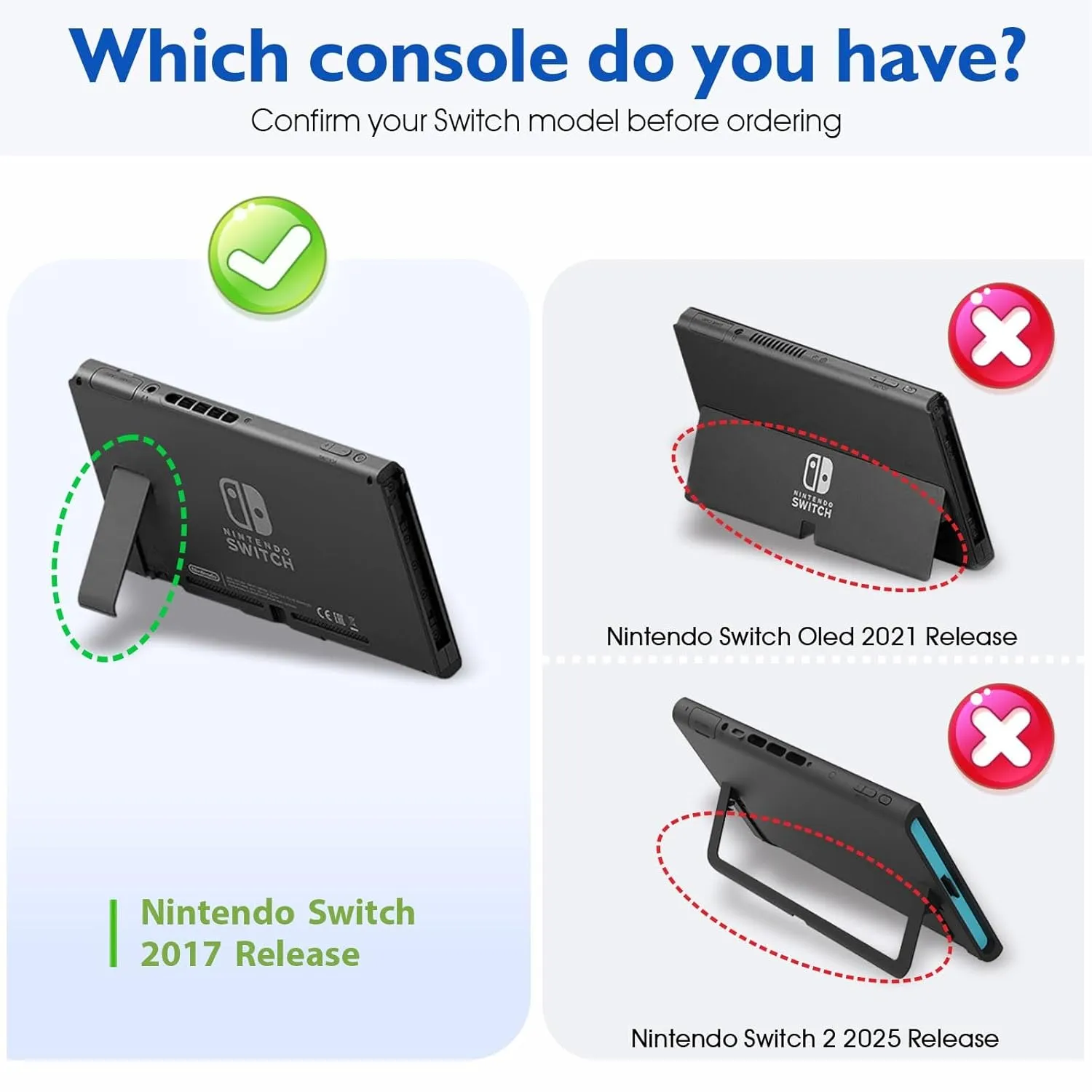 Dockable Case for Nintendo Switch - COMCOOL 3 in 1 Protective Cover Case for Nintendo Switch and Joy-Con Controller with Screen Protector and Thumb grips - Blue