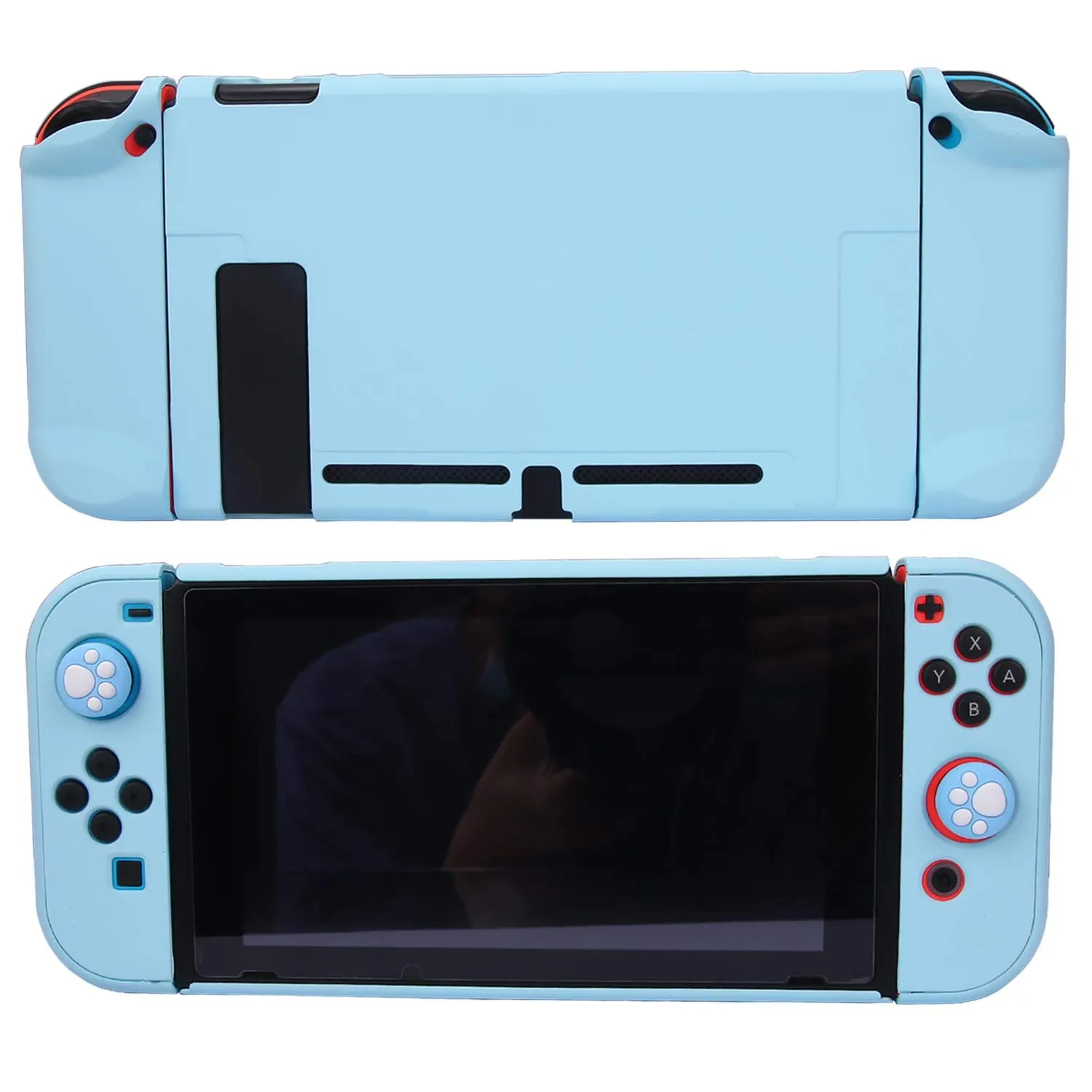 Dockable Case for Nintendo Switch - COMCOOL 3 in 1 Protective Cover Case for Nintendo Switch and Joy-Con Controller with Screen Protector and Thumb grips - Blue