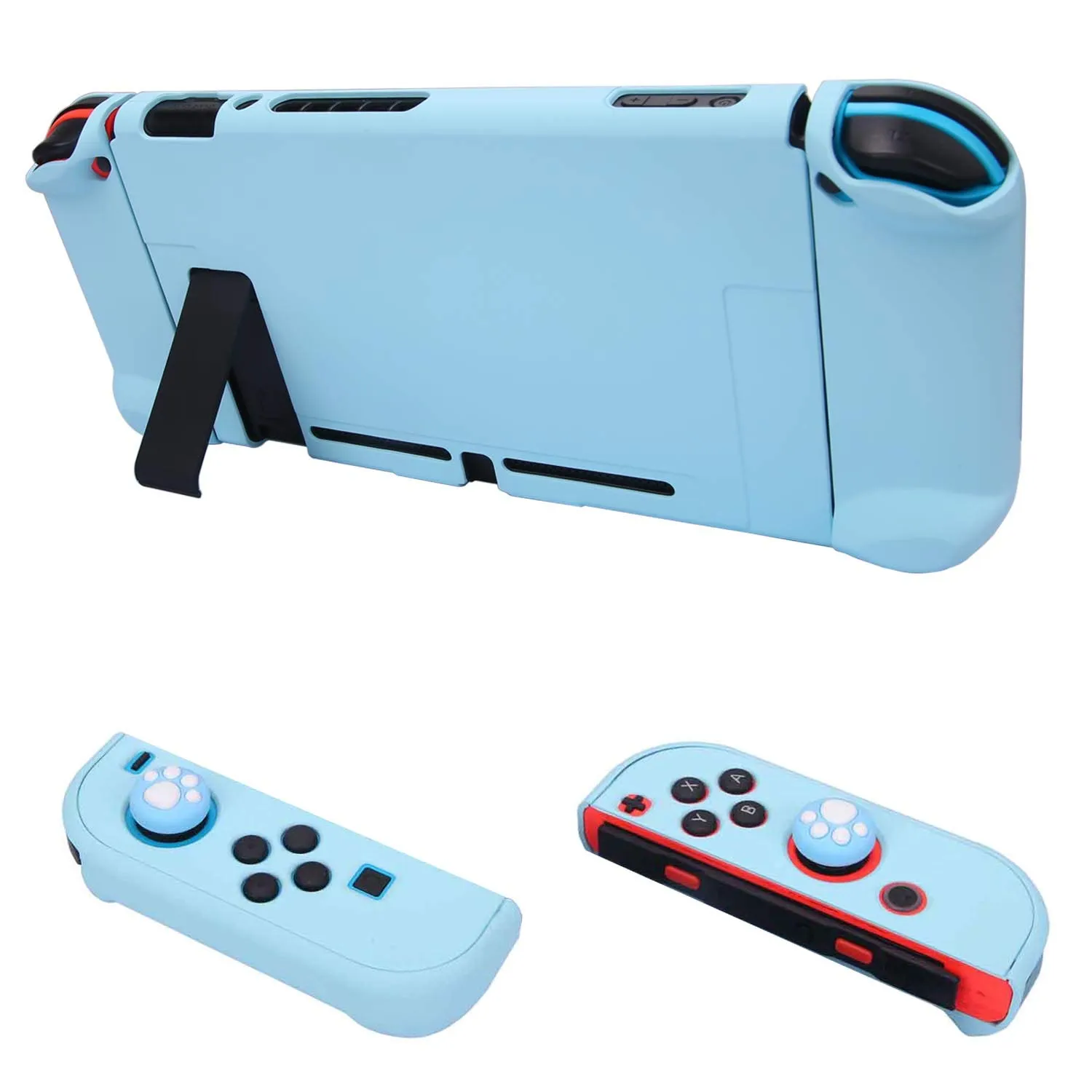 Dockable Case for Nintendo Switch - COMCOOL 3 in 1 Protective Cover Case for Nintendo Switch and Joy-Con Controller with Screen Protector and Thumb grips - Blue