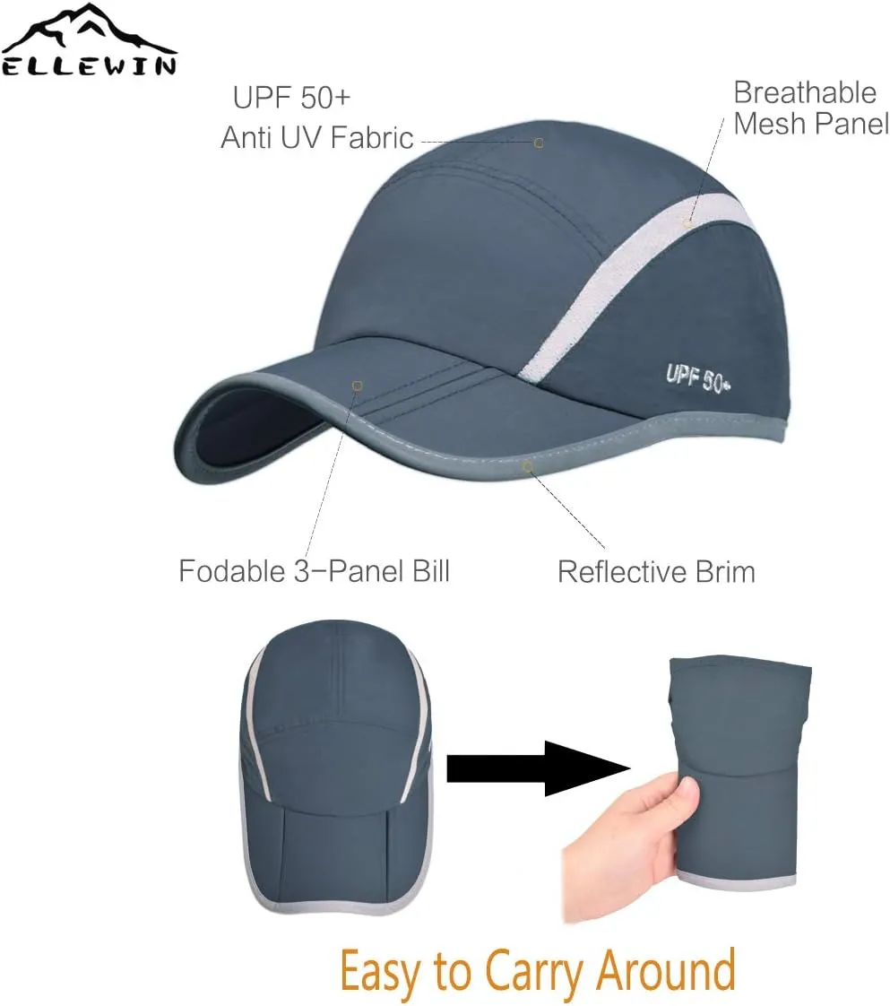 ELLEWIN 2 Pack Unisex Baseball Cap Foldable Sports Hat with UPF 50  Runing Hat