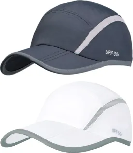 ELLEWIN 2 Pack Unisex Baseball Cap Foldable Sports Hat with UPF 50  Runing Hat