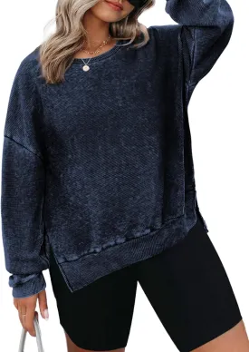 Eytino Womens Plus Size Sweatshirts Crewneck Waffle Knit Long Sleeve Side Slit Casual Pullover Sweatshirt Tops(1X-5X) Eytino Womens Plus Size Sweatshirts Crewneck Waffle Knit Long Sleeve Side Slit Casual Pullover Sweatshirt Tops(1X-5X)