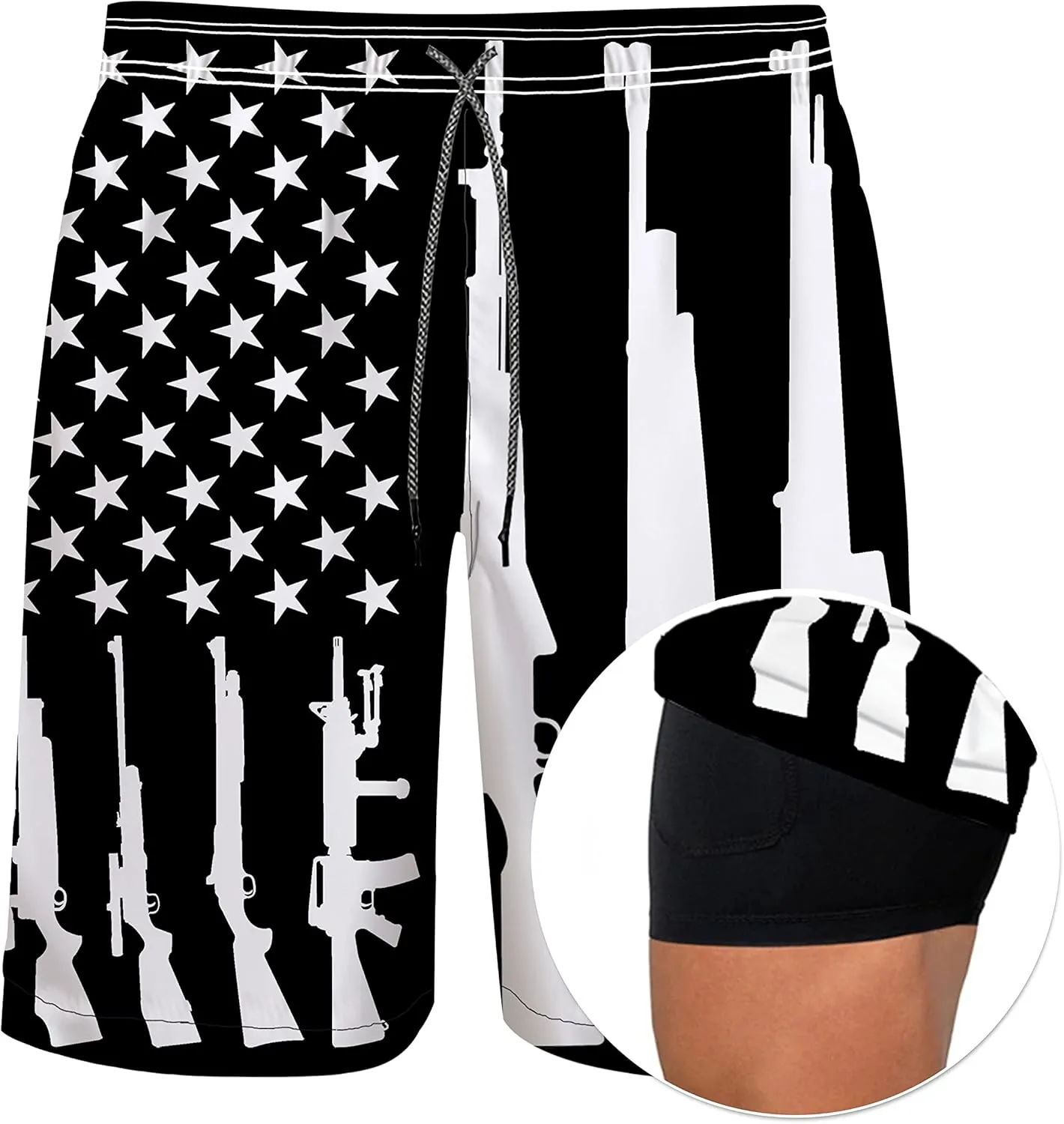 feelacle Mens Swim Trunks 9 Inch Inseam Board Shorts Beach Swimwear Bathing Suit with Compression Liner and Pockets