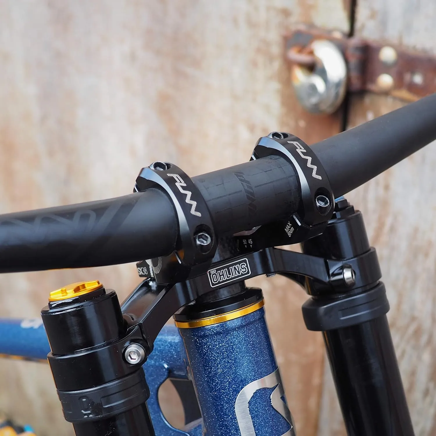 Funn RSX Mountain Bike Direct Mount Bike Stem with 31.8mm Bar Clamp, 2 Pieces Lightweight Split Design for Dual Crown Forks, Adjustable Extension 45-50mm