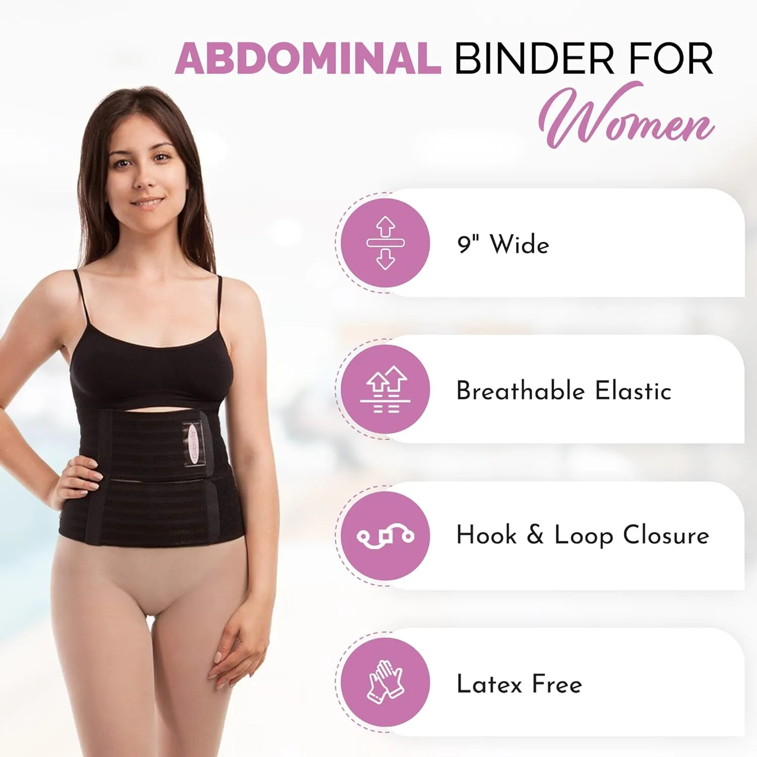 GABRIALLA 9'' Abdominal Binder for Women: Ideal Postpartum Belly Band and C Section Recovery Must Haves, Suitable for Post-Surgery Patients, Postpartum, and C Section Belly Band, Made in USA (Small)