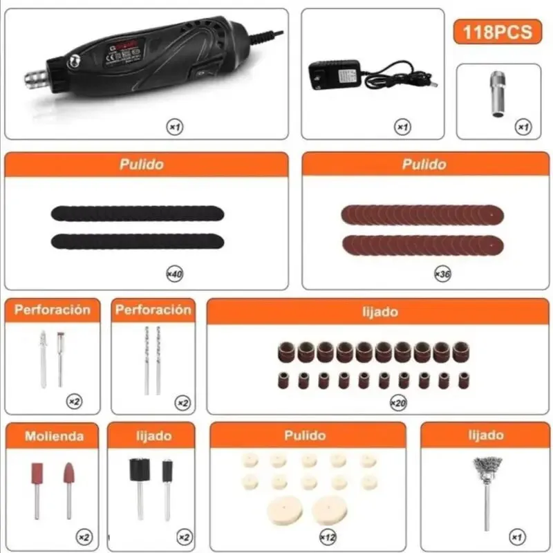 GOXAWEE Rotary Tool Kit W/ 115pcs Rotary Tool Accessories | Flex Shaft & Universal Collet