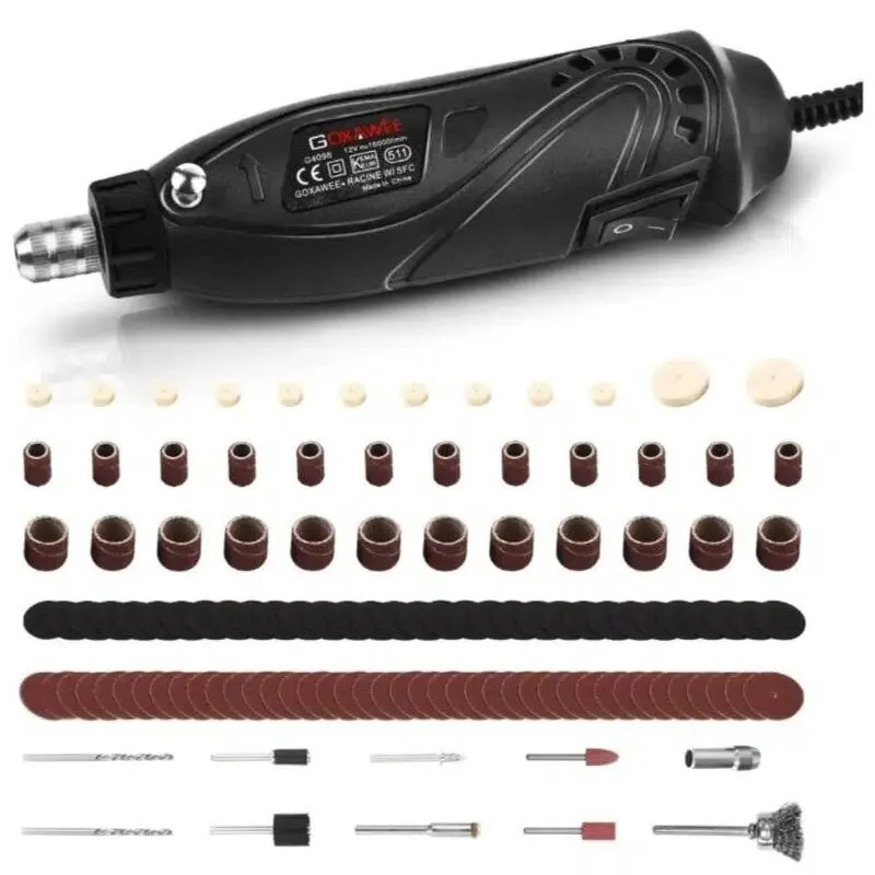 GOXAWEE Rotary Tool Kit W/ 115pcs Rotary Tool Accessories | Flex Shaft & Universal Collet