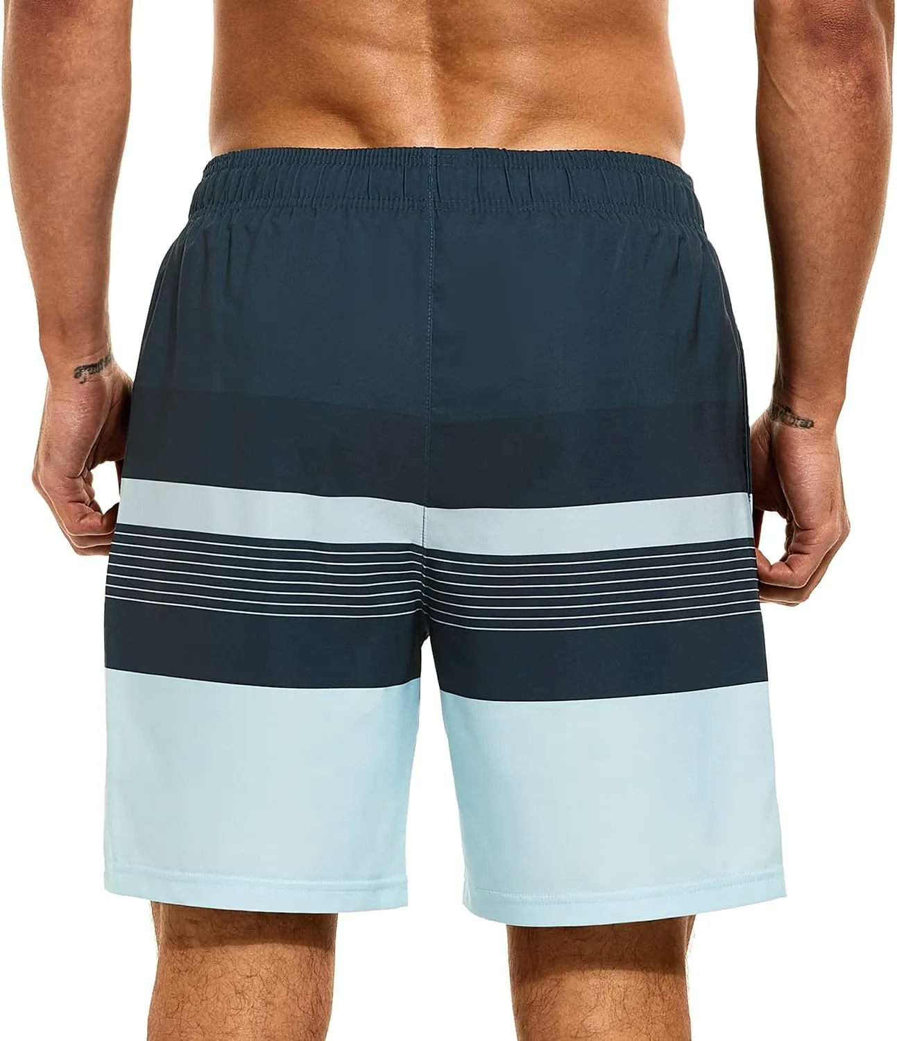 HODOSPORTS Mens Swimsuit Trunks 7" Quick-Dry Swim Shorts with Compression Liner and Zipper Pockets