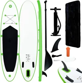 Inflatable Stand Up Paddle Board for Unforgettable Adventures, Comfortable and Stable Ride, Beginners or Recreational Paddling, Green and White Inflatable Stand Up Paddle Board for Unforgettable Adventures, Comfortable and Stable Ride, Beginners or Recreational Paddling, Green and White