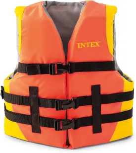 INTEX Adjustable Life Jacket: Perfect for Boating and Water Sports  Durable Nylon  Breathable Straps with Buckles  Coast Guard Approved Type III PFD  Sporty Design