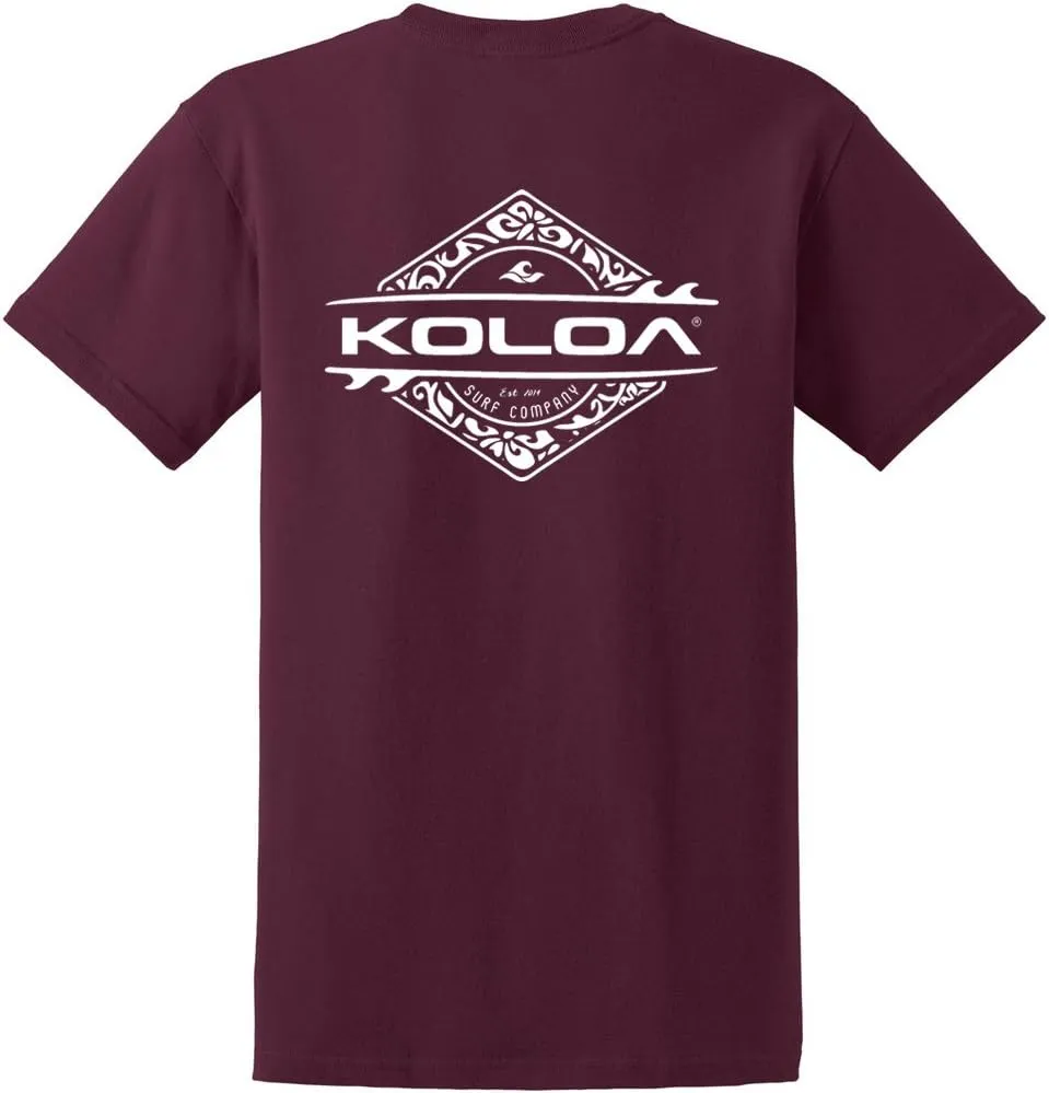 Koloa Surf Diamond Thruster Surfboards Logo Cotton T-Shirts in Reg, Big and Tall