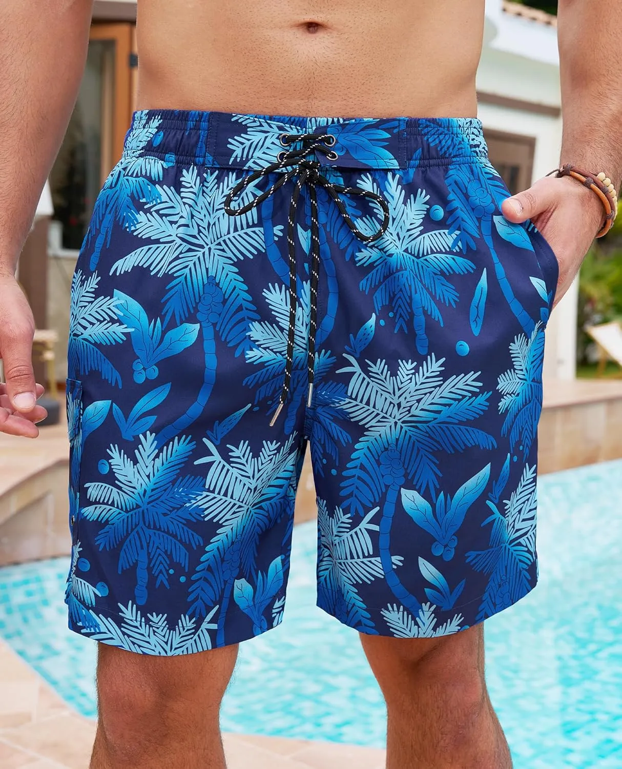 Milin Naco Mens Swim Trunks 7 Inch Inseam Compression Liner 2 in 1 Printed Swimming Short
