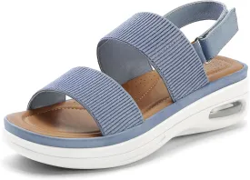 mysoft Women's Walking Sandals Comfortable Air Cushion Platform Elastic Ankle Strap Open Toe Ourdoor Summer Shoes