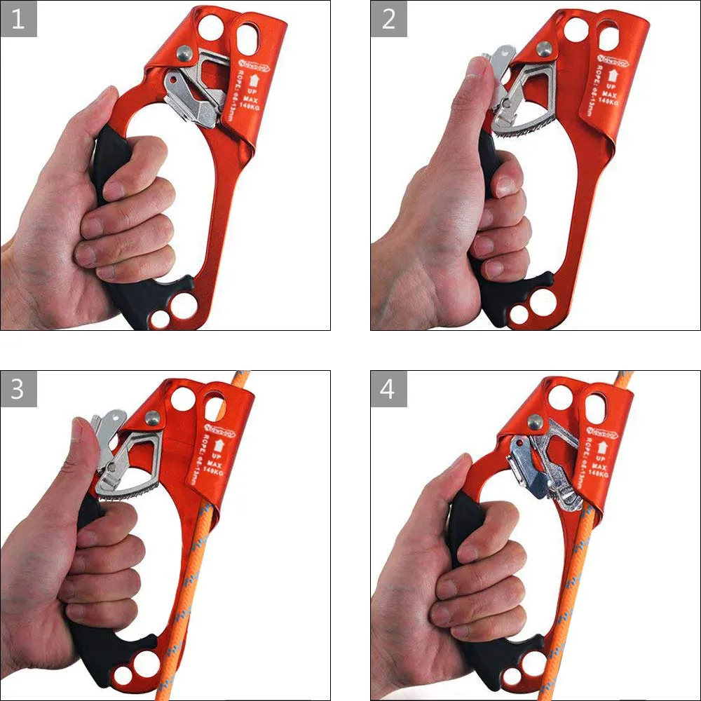 NewDoar Hand Ascender & Foot Ascender & Foot Loop Set (Left Orange Set)