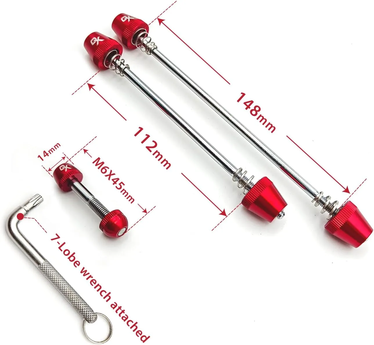 ONIPAX Bike Anti-Theft Locking Skewer 7 Lobe Bicycle Wheel Hub Secure