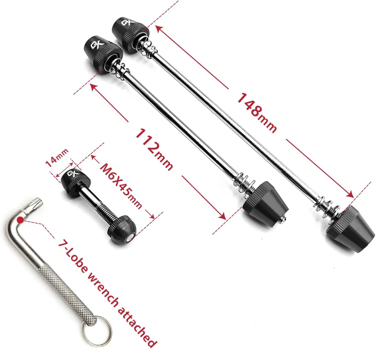 ONIPAX Bike Anti-Theft Locking Skewer 7 Lobe Bicycle Wheel Hub Secure
