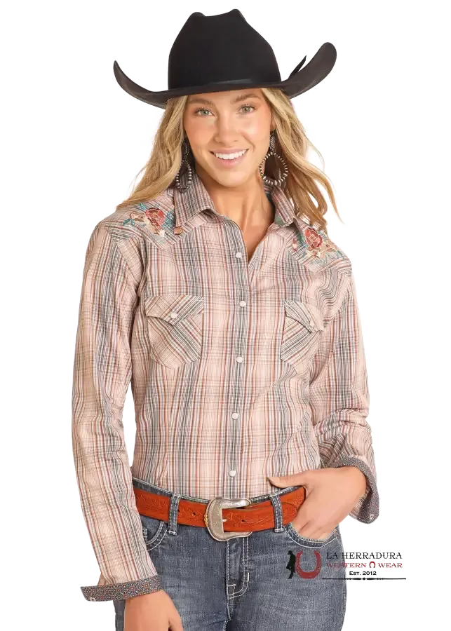 Panhandle ROUGH STOCK OMBRE PLAID LONG SLEEVE SNAP SHIRT