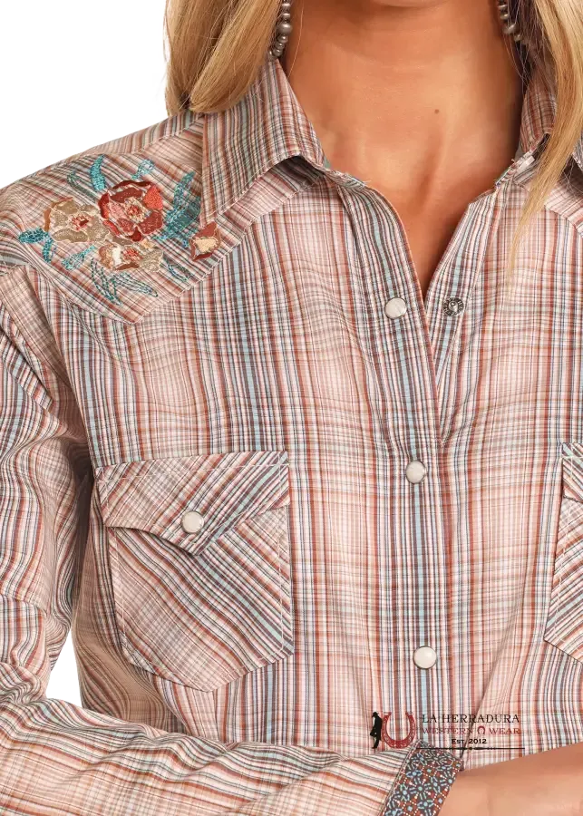 Panhandle ROUGH STOCK OMBRE PLAID LONG SLEEVE SNAP SHIRT