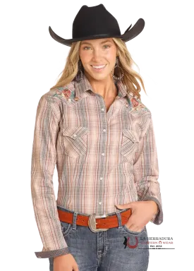 Panhandle ROUGH STOCK OMBRE PLAID LONG SLEEVE SNAP SHIRT