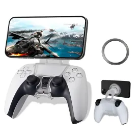 PS5 Controller Phone Mount  Adjustable Mobile Phone Holder Clip for Playstation 5 Dualsense, Magnetic Gaming Clip for iPhone & Android  Ergonomic Design, Ultra-Strong Magnets, 360 Rotation  Black