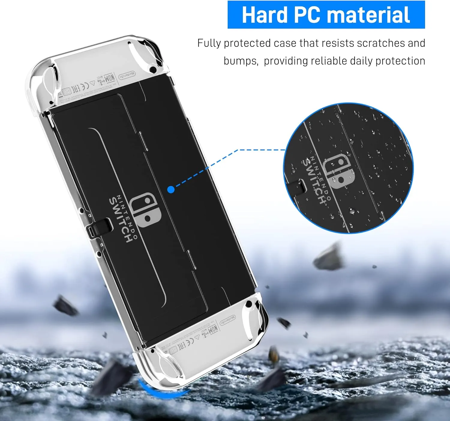 RHOTALL 3 in 1 Transparent Case for Nintendo Switch OLED, Clear Dockable Shell Compatible with Switch OLED and Joycon Controller, Comfort Grip Case with Shock-Absorption and Anti-Scratch Design