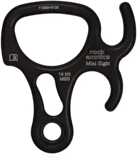 Rock Exotica MiniEight Descender - Lightweight Aluminum Figure 8 with Side Ears for Rappelling and Rope Control  Made in The USA