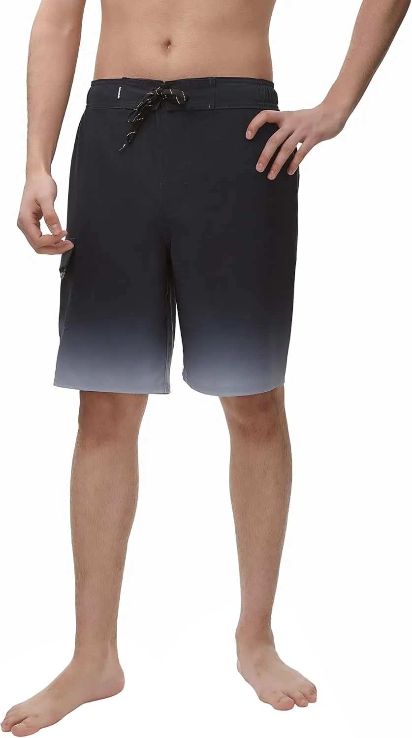 Rokka&Rolla Men's 4-Way Stretch Swim Trunks 9" Quick Dry Board Shorts Beach Swimwear Bathing Suit