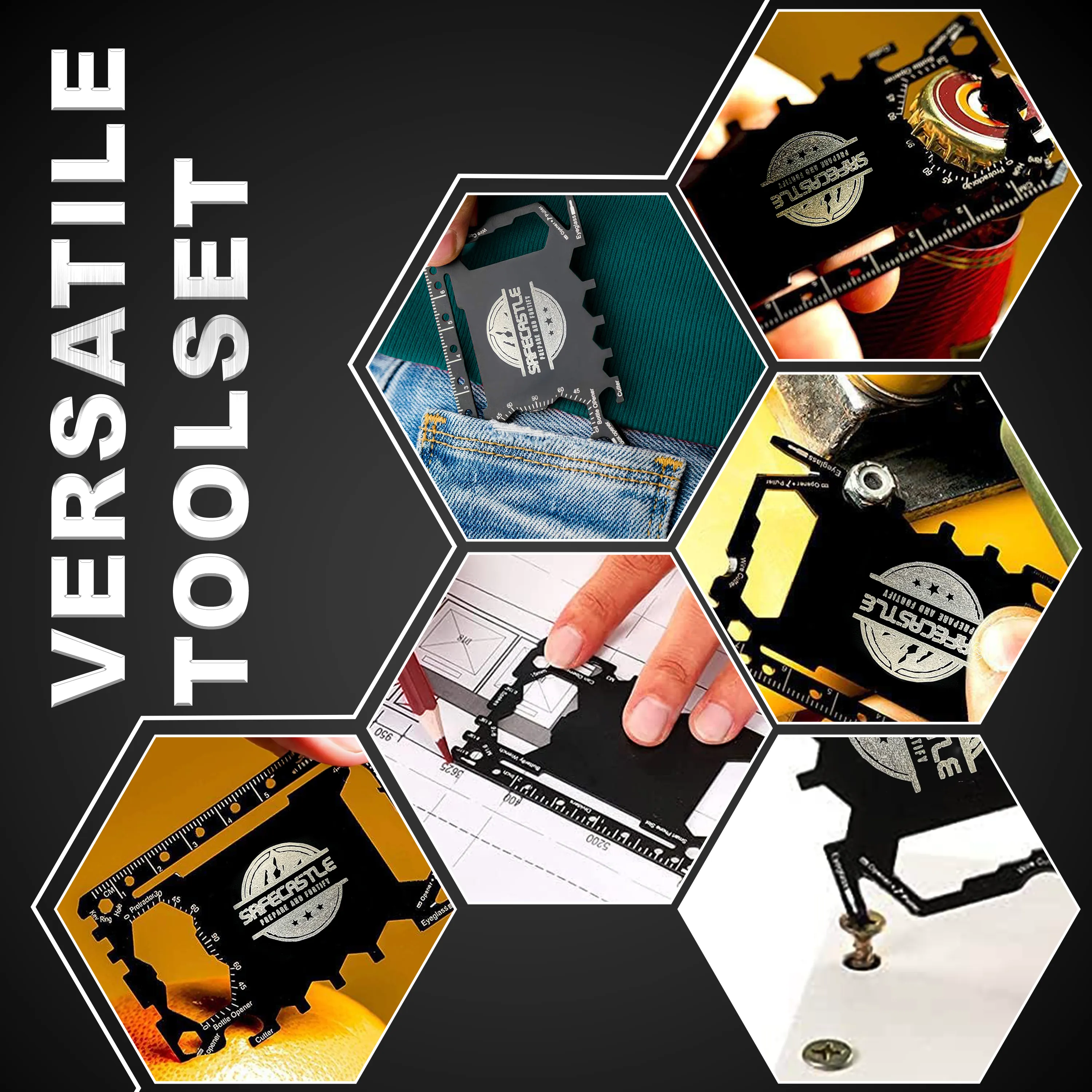 Safecastle Tool kit - 46 in 1 Multipurpose Credit Card Size Pocket Survival Tool