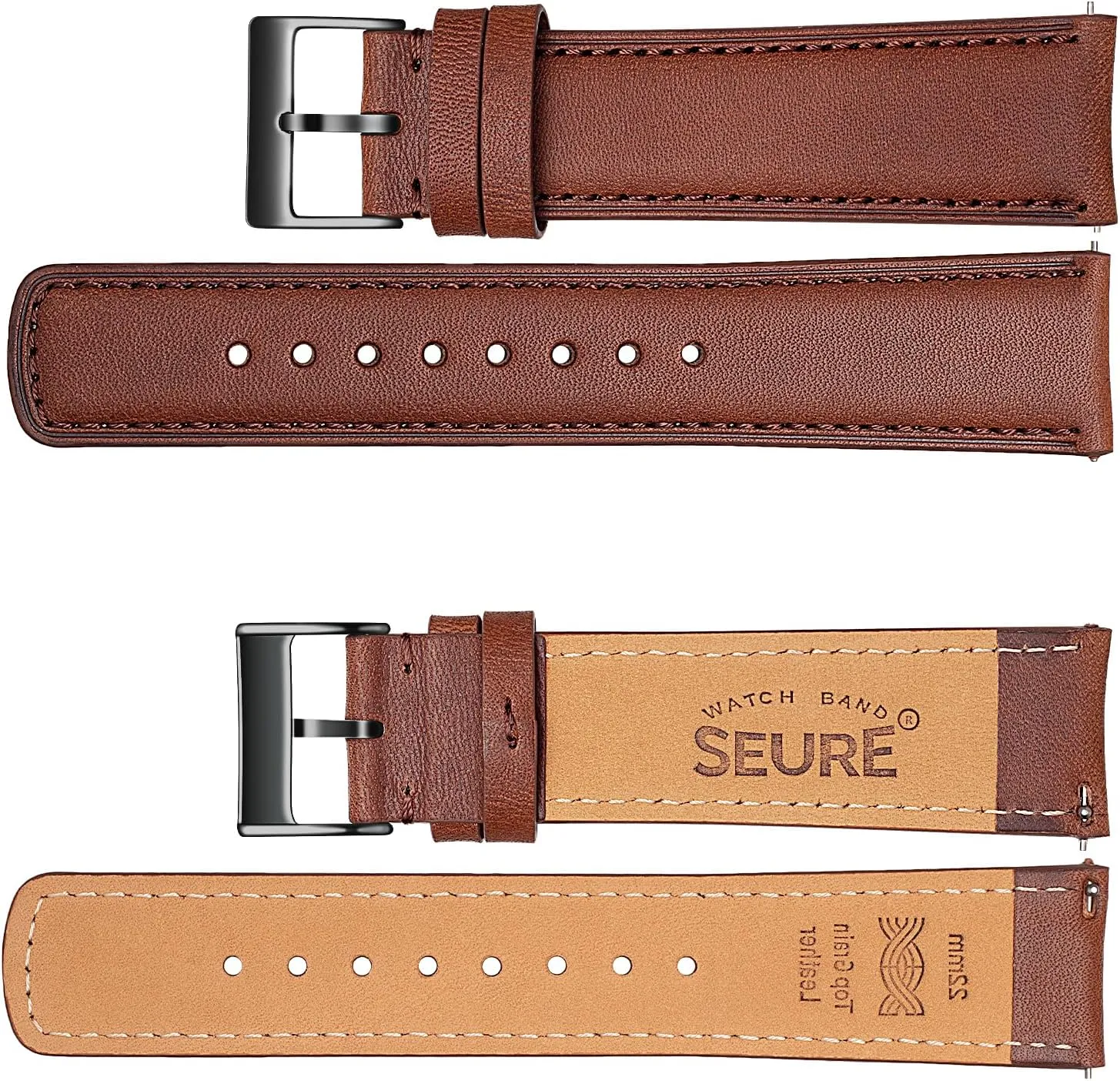 SEURE Quick Release Watch Band,Top Genuine Leather Watch Straps 19mm 20mm 21mm 22mm 24mm for Men and Women