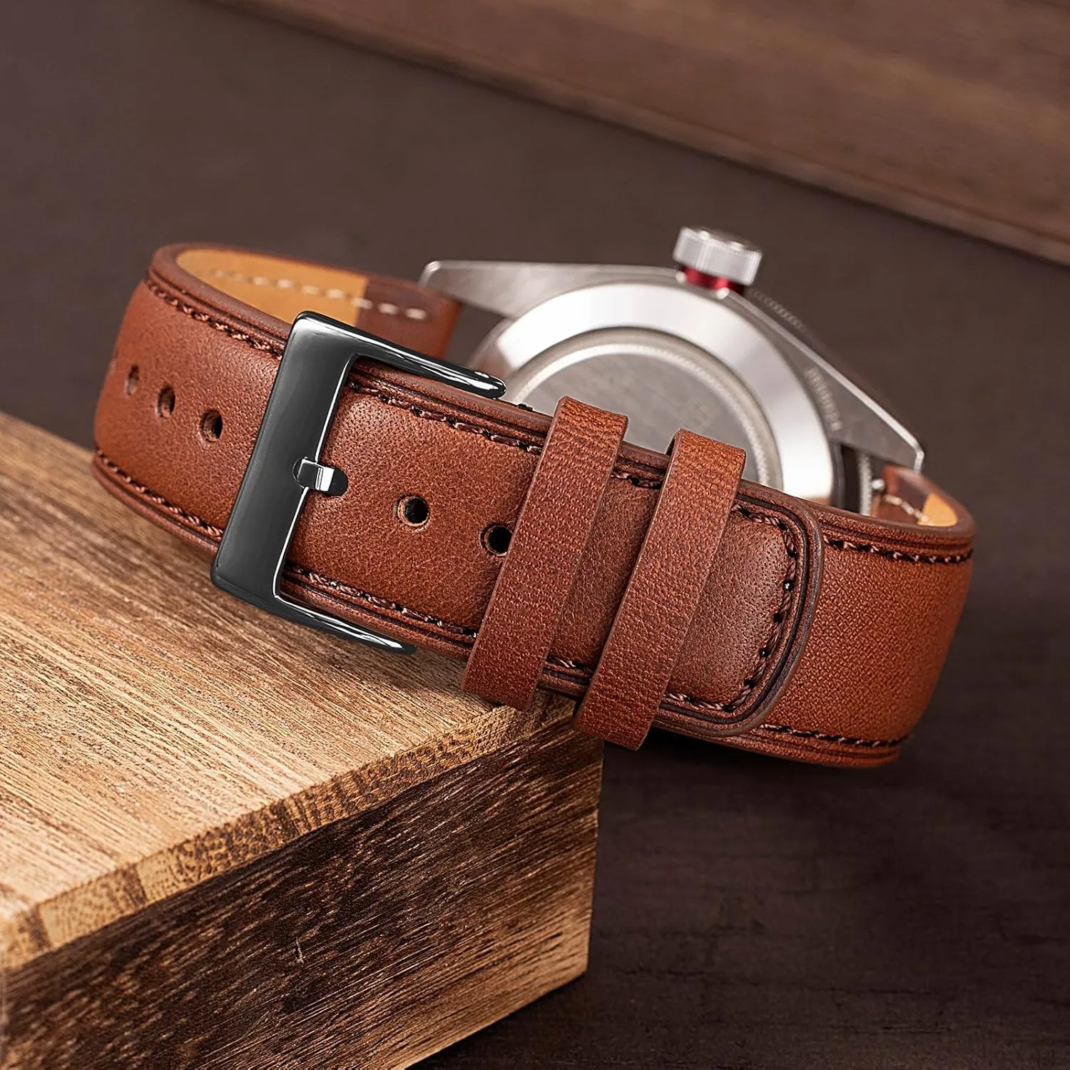 SEURE Quick Release Watch Band,Top Genuine Leather Watch Straps 19mm 20mm 21mm 22mm 24mm for Men and Women
