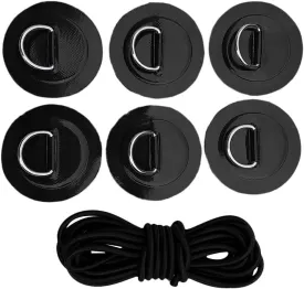 Stand Up Paddleboard SUP Bungee Deck Rigging Kit Heavy Duty 6Pcs D-ring Pad Patch Deck Attachment Kit Accessories Black Stand Up Paddleboard SUP Bungee Deck Rigging Kit Heavy Duty 6Pcs D-ring Pad Patch Deck Attachment Kit Accessories Black