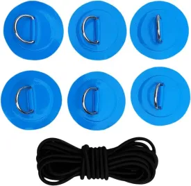 Stand Up Paddleboard SUP Bungee Deck Rigging Kit Heavy Duty 6Pcs D-ring Pad Patch Deck Attachment Kit Accessories Blue Stand Up Paddleboard SUP Bungee Deck Rigging Kit Heavy Duty 6Pcs D-ring Pad Patch Deck Attachment Kit Accessories Blue