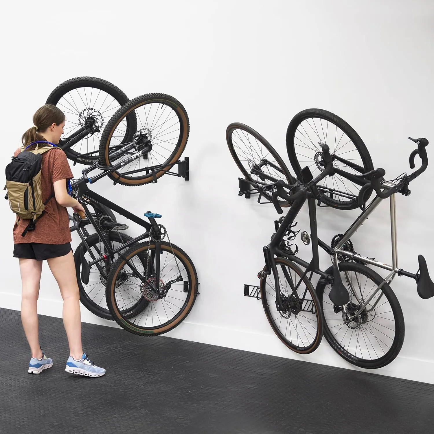 StoreYourBoard SwivelStow Mountain Bike Storage Rack 2 Pack  Heavy Duty Bike Hanger, No-Lift Bike Wall Mount for Garage Bike Storage, MTB and E-Bike, Holds 70 lbs, Patent-Pending