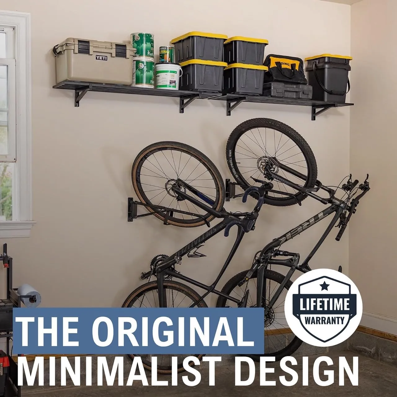 StoreYourBoard SwivelStow Mountain Bike Storage Rack 2 Pack  Heavy Duty Bike Hanger, No-Lift Bike Wall Mount for Garage Bike Storage, MTB and E-Bike, Holds 70 lbs, Patent-Pending