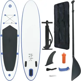SVRCK Inflatable Stand Up Paddle Board Set, Surfboard with Oar, Removable Fin, Includes Pump and Carrying Bag, Blue and White SVRCK Inflatable Stand Up Paddle Board Set, Surfboard with Oar, Removable Fin, Includes Pump and Carrying Bag, Blue and White