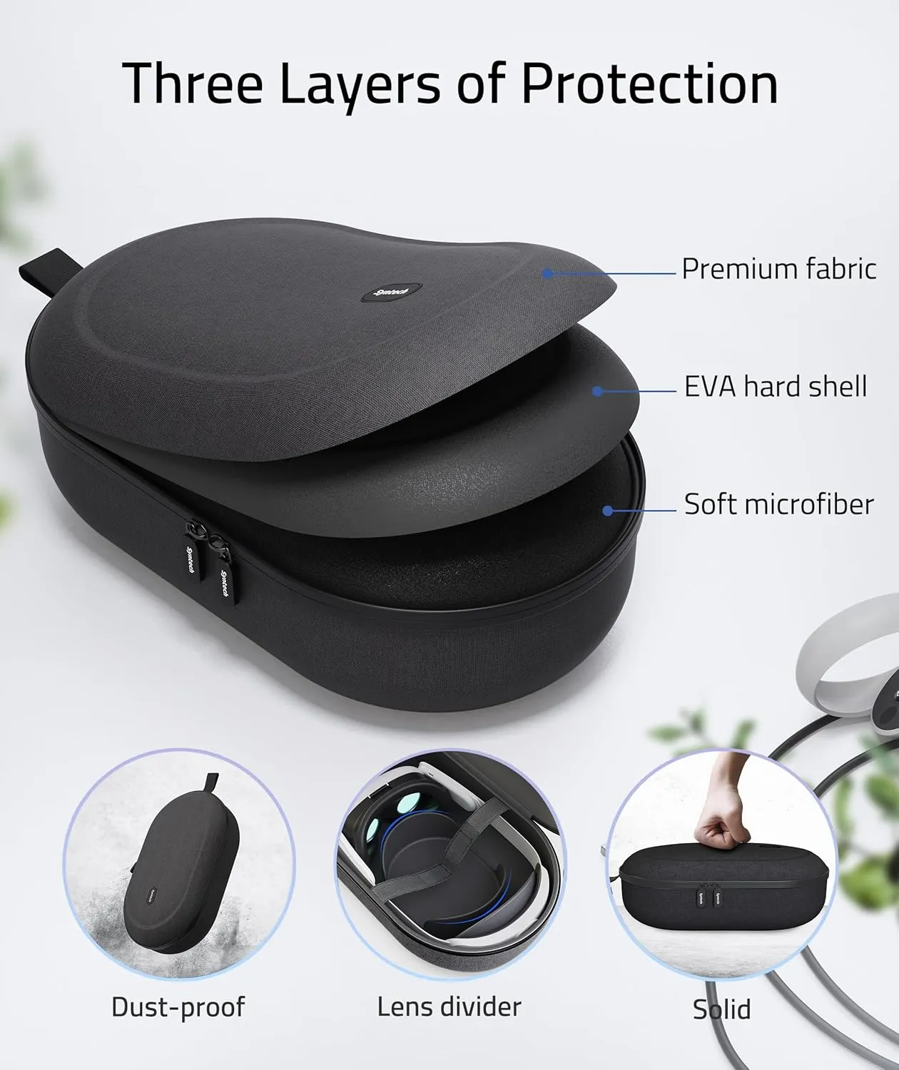 Syntech Hard Carrying Case Compatible with Meta Quest 3S/Quest 3/Oculus Quest 2/VP/Pico4, Accessories VR Headset with Elite Strap, Touch Controllers for Travel, Black (Do Not Fit 3rd-party Headstrap)