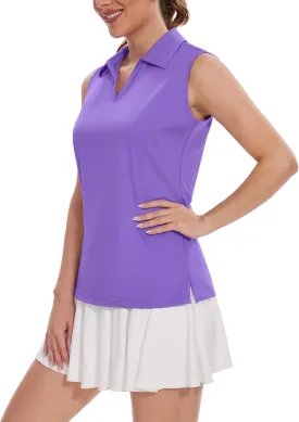 TACVASEN Womens Golf Shirt Sleeveless UPF 50  Polo Shirts Collared Tennis Tops V Neck Athletic Workout Tank Quick Dry TACVASEN Womens Golf Shirt Sleeveless UPF 50  Polo Shirts Collared Tennis Tops V Neck Athletic Workout Tank Quick Dry