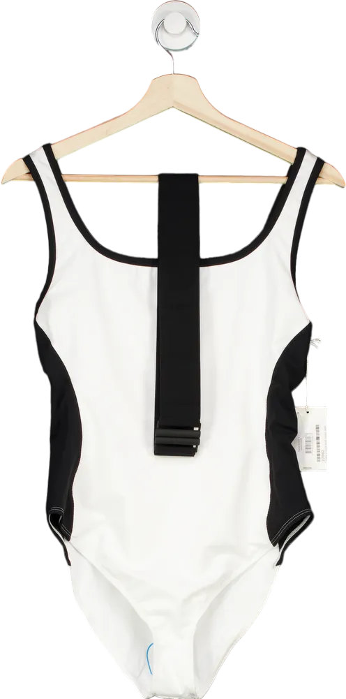 Vaara Black & White Fashion Belted Swimsuit UK L
