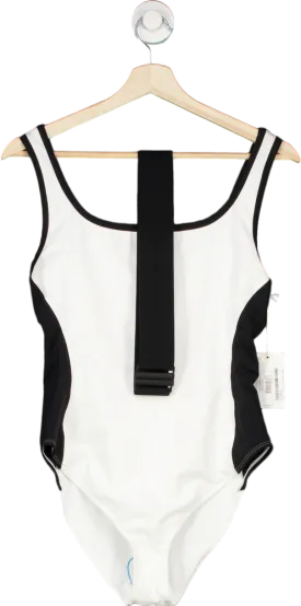 Vaara Black & White Fashion Belted Swimsuit UK L