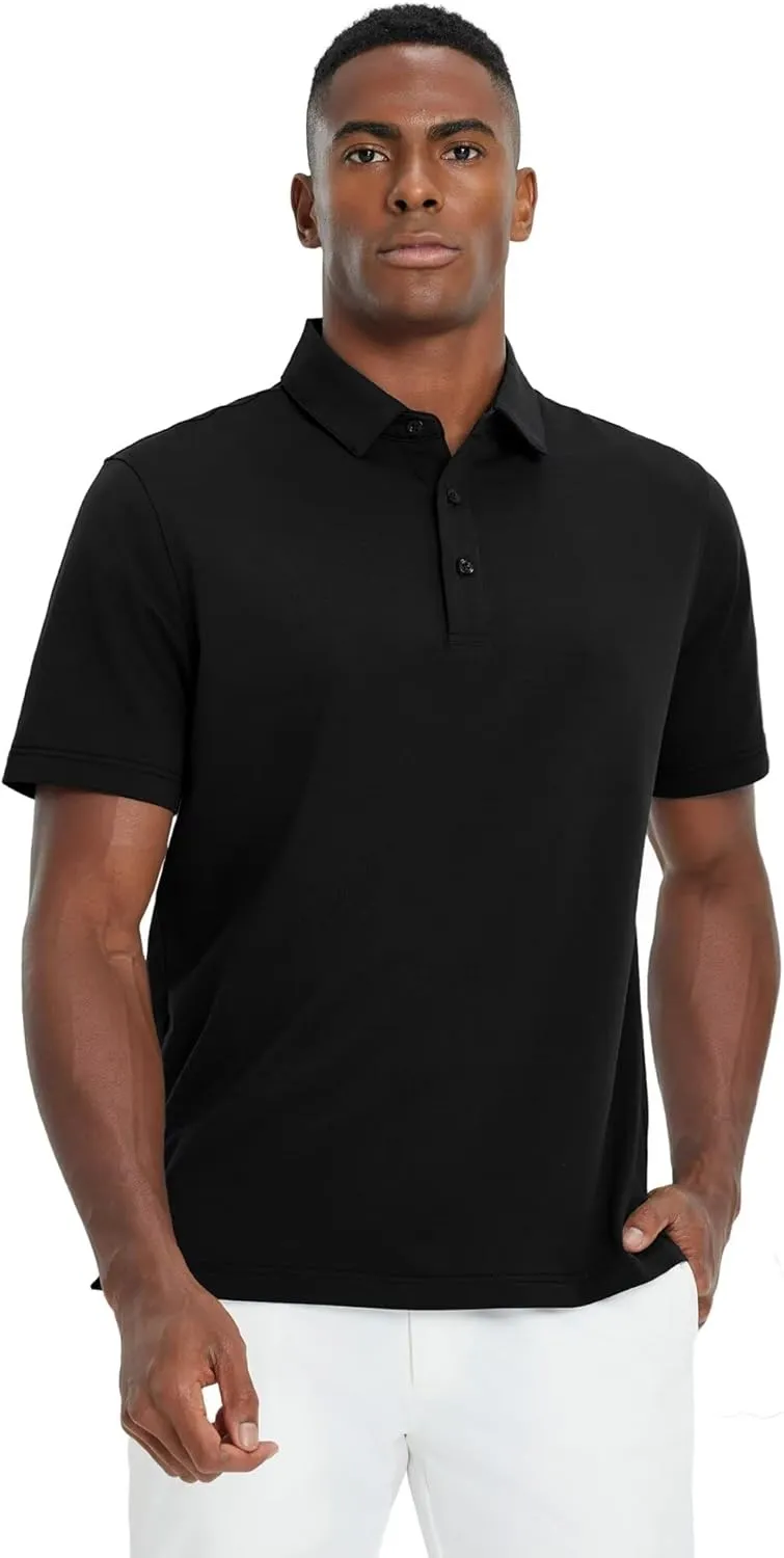 VEBOON Polo Shirts for Men Cotton Blend Moisture-Wicking Lightweight Performance Collared Mens Polo Shirts Shorts Sleeve